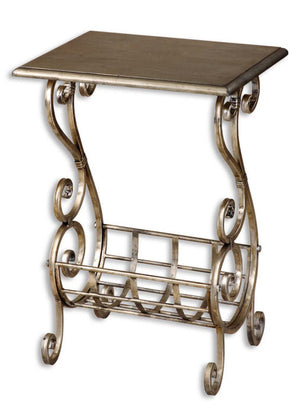 1275-Lightly Burnished Silver Leaf Finish-Magazine Table