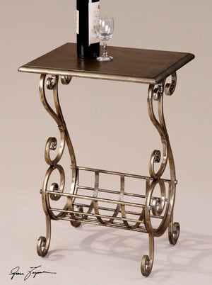 1275-Lightly Burnished Silver Leaf Finish-Magazine Table