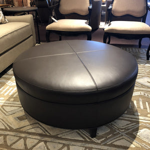 1344-Black Walnut Mckenzie Round Ottoman-Ottoman