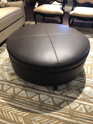 1344-Black Walnut Mckenzie Round Ottoman-Ottoman