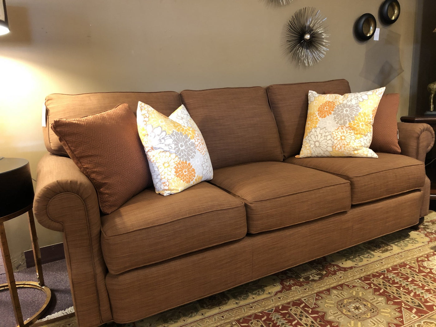 Rust Colored Fabric Sofa | Baci Living Room