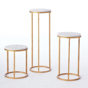 Wise Egg Pedestal - Gold/White Marble