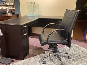 L Shape Office Desk in Black Finish