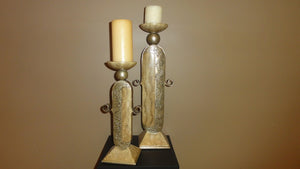 435-Candle Stick Large, Color Taupe and Gold-Candle Stand