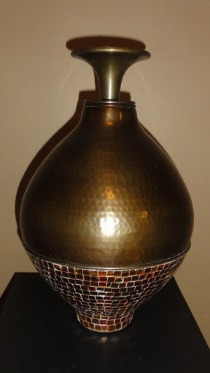 607-Jar Metal/ mosacq (Large)-Vase