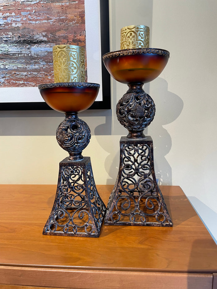 Metal Candle Holder Set of 2