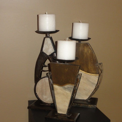 Candle Stand in Branze /Ivory (Set of 3)