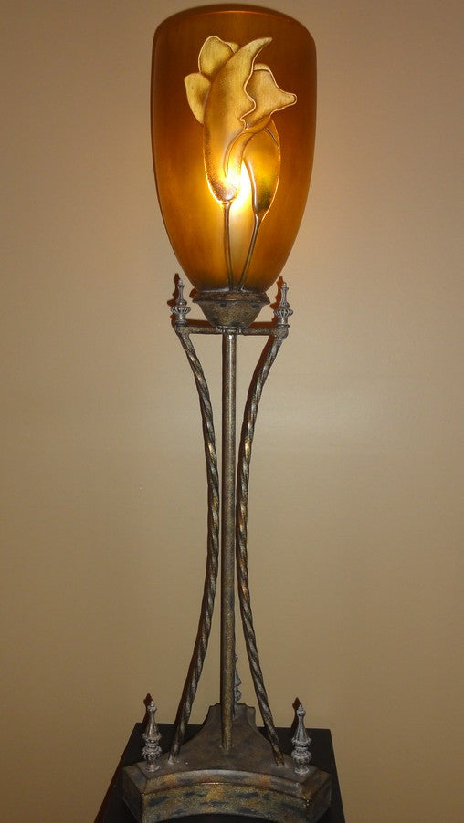 Tall Table Torchiere w/Gold Shade