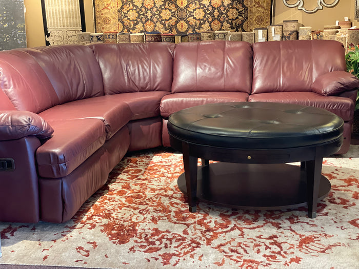 Burgundy leather couch set sales
